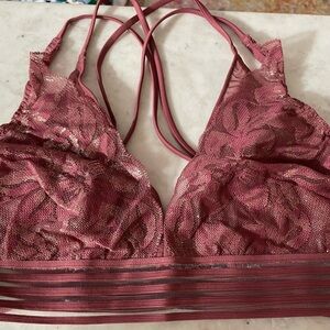 NEW - PINK by Victoria’s Secret (Size L) Unlined Lace Bralette in Burgundy